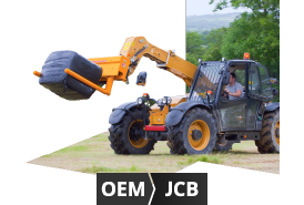 Traktorikuva, joka osoittaa, että Ford/New Holland-, John Deere- ja Case IH -koneisiin on saatavilla alkuperäisiä varaosia